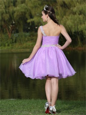 Lilac One Shoulder Prom Dress For Cocktail Party Short Skirt