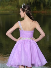 Lilac One Shoulder Prom Dress For Cocktail Party Short Skirt