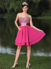 Custom Size Free Fuchsia Mature Short Chorus Group Prom Dress Sleeveless