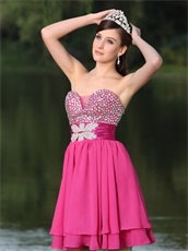 Custom Size Free Fuchsia Mature Short Chorus Group Prom Dress Sleeveless