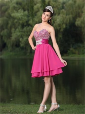 Custom Size Free Fuchsia Mature Short Chorus Group Prom Dress Sleeveless