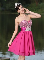 Custom Size Free Fuchsia Mature Short Chorus Group Prom Dress Sleeveless