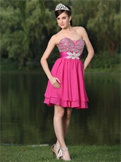 Custom Size Free Fuchsia Mature Short Chorus Group Prom Dress Sleeveless