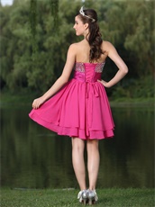 Custom Size Free Fuchsia Mature Short Chorus Group Prom Dress Sleeveless