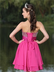 Custom Size Free Fuchsia Mature Short Chorus Group Prom Dress Sleeveless