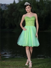 Sweetheart Neckline Yellow Green Stage Dancers Partner Dress Short