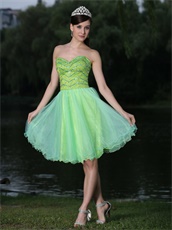 Sweetheart Neckline Yellow Green Stage Dancers Partner Dress Short