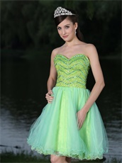 Sweetheart Neckline Yellow Green Stage Dancers Partner Dress Short