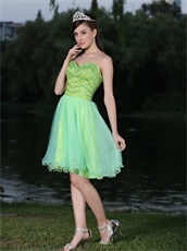 Sweetheart Neckline Yellow Green Stage Dancers Partner Dress Short