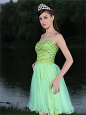 Sweetheart Neckline Yellow Green Stage Dancers Partner Dress Short