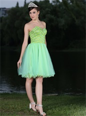 Sweetheart Neckline Yellow Green Stage Dancers Partner Dress Short