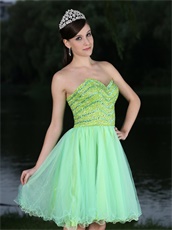 Sweetheart Neckline Yellow Green Stage Dancers Partner Dress Short