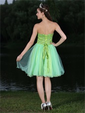 Sweetheart Neckline Yellow Green Stage Dancers Partner Dress Short