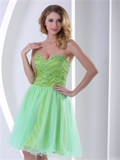 Yellow Green Sweetheart Knee-length Cocktail Dress Tulle Good Quality