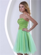 Yellow Green Sweetheart Knee-length Cocktail Dress Tulle Good Quality