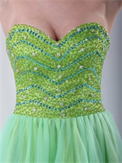 Yellow Green Sweetheart Knee-length Cocktail Dress Tulle Good Quality