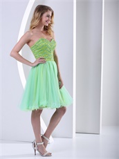 Yellow Green Sweetheart Knee-length Cocktail Dress Tulle Good Quality