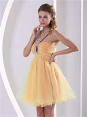 Sexy Halter Colorful Tulle Short Ceremony Dress Cut Out Show Colpus