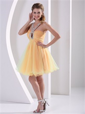 Sexy Halter Colorful Tulle Short Ceremony Dress Cut Out Show Colpus