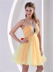 Sexy Halter Colorful Tulle Short Ceremony Dress Cut Out Show Colpus