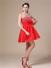 Short Red Organza Prom Gowns Ready For Young Girl 2019 Wear