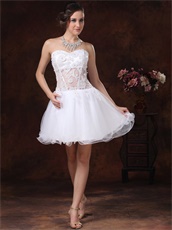 Cute Knee-length See-through Waist Short Masque Prom Gowns With Appliques