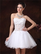 Cute Knee-length See-through Waist Short Masque Prom Gowns With Appliques