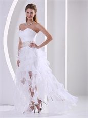 Stylish Design Own Prom Dress Pure White Organza Ruffles Cascade