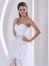 Stylish Design Own Prom Dress Pure White Organza Ruffles Cascade