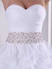 Stylish Design Own Prom Dress Pure White Organza Ruffles Cascade