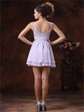 Lavender Beaded Bodice 2 Layers Mini-length Graduate Dress Lovely