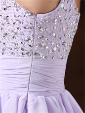 Lavender Beaded Bodice 2 Layers Mini-length Graduate Dress Lovely