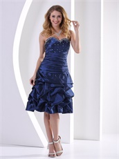 Navy Blue Pick-ups Knee-length Women Birthday Party Prom Gowns Low Price