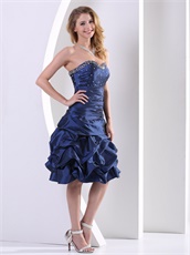 Navy Blue Pick-ups Knee-length Women Birthday Party Prom Gowns Low Price