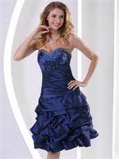 Navy Blue Pick-ups Knee-length Women Birthday Party Prom Gowns Low Price