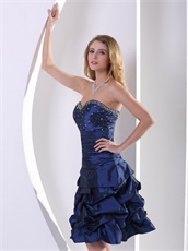 Navy Blue Pick-ups Knee-length Women Birthday Party Prom Gowns Low Price