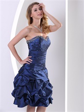 Navy Blue Pick-ups Knee-length Women Birthday Party Prom Gowns Low Price