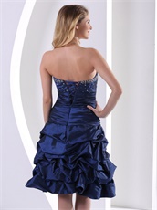Navy Blue Pick-ups Knee-length Women Birthday Party Prom Gowns Low Price