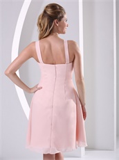 V-neck Double Straps Knee-length Short Blush Prom Dress Banquet