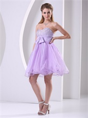 Classical Style Lilac Empire Waist Short Annual General Prom Dress