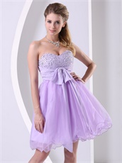 Classical Style Lilac Empire Waist Short Annual General Prom Dress