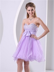 Classical Style Lilac Empire Waist Short Annual General Prom Dress