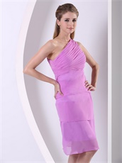 Cheap One Shoulder Lilac Layers Knee-length Mother Wedding Dress Demure