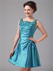 Teal Taffeta Mother Of The Bride Knee Length Dress With Jacket Modest