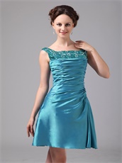 Teal Taffeta Mother Of The Bride Knee Length Dress With Jacket Modest