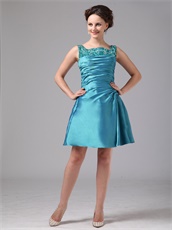 Teal Taffeta Mother Of The Bride Knee Length Dress With Jacket Modest