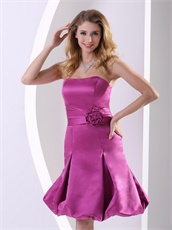 Dark Magenta Strapless Short Prom Gowns For Young Lady Portrait