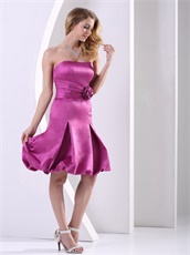 Dark Magenta Strapless Short Prom Gowns For Young Lady Portrait