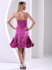 Dark Magenta Strapless Short Prom Gowns For Young Lady Portrait