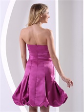 Dark Magenta Strapless Short Prom Gowns For Young Lady Portrait